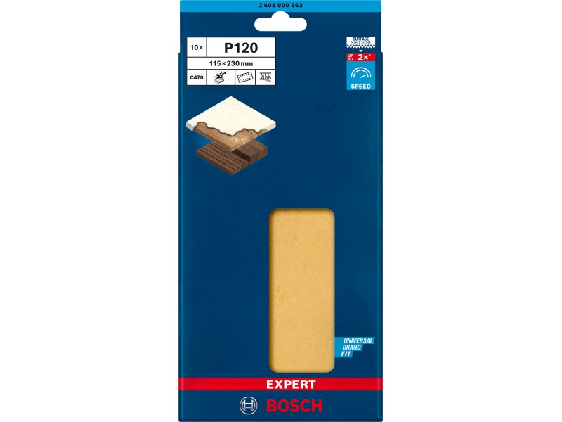 EXPERT C470 brusni papir s 14 luknjami za ekscentrične brusilnike, Dimenzije: 115x230mm, Zrnatost: 120, 2608900863